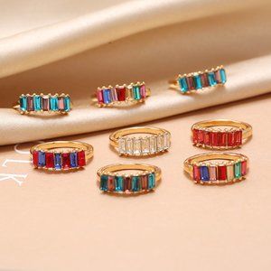 Color Diamond Geometric Ring